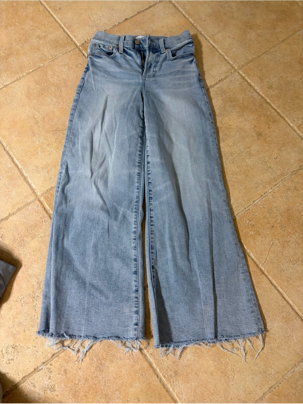 Pistols Light Blue Wide-Leg Frayed Hem Jeans Sz 24 euc